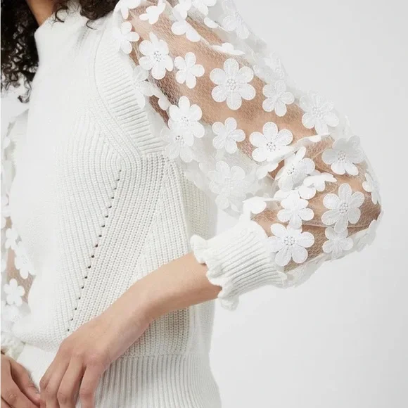 NWT FRENCH CONNECTION Juri Mozart Floral Appliqué Sweater. - Picture 4 of 9